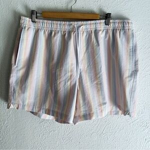 Abercrombie & Fitch Pride Pull-On Seersucker Swim Trunk Rainbow Stripe XL